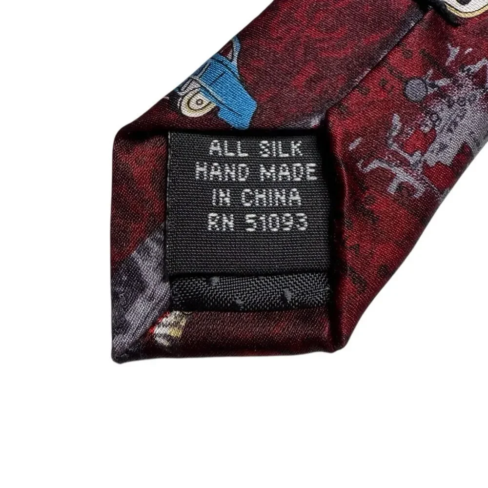 Tango Route 66 Classic Car USA Flag Silk Necktie Tie Handmade